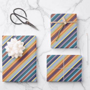 Colorful Autumn Winter Colored Stripes Pattern Wrapping Paper Sheet