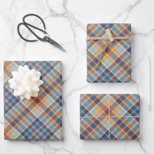 Colorful Autumn Winter Colored Stripes Pattern Wrapping Paper Sheet