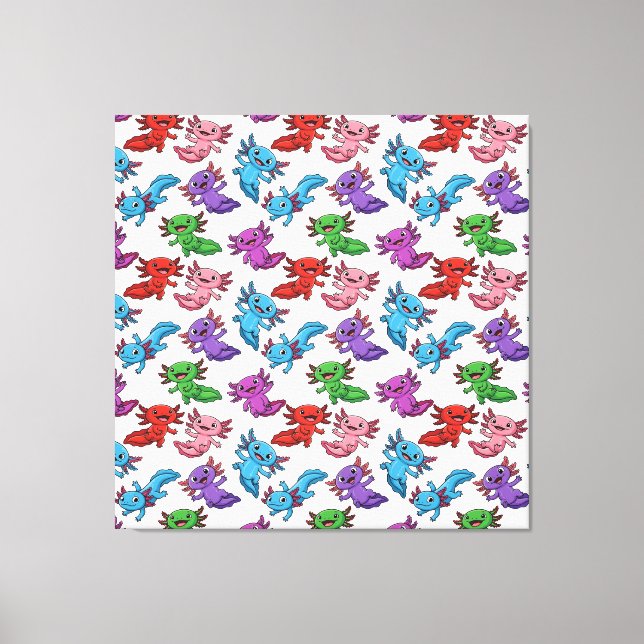 Colorful_Axolotl_Friends_Seamless_Pattern Canvas Print (Front)