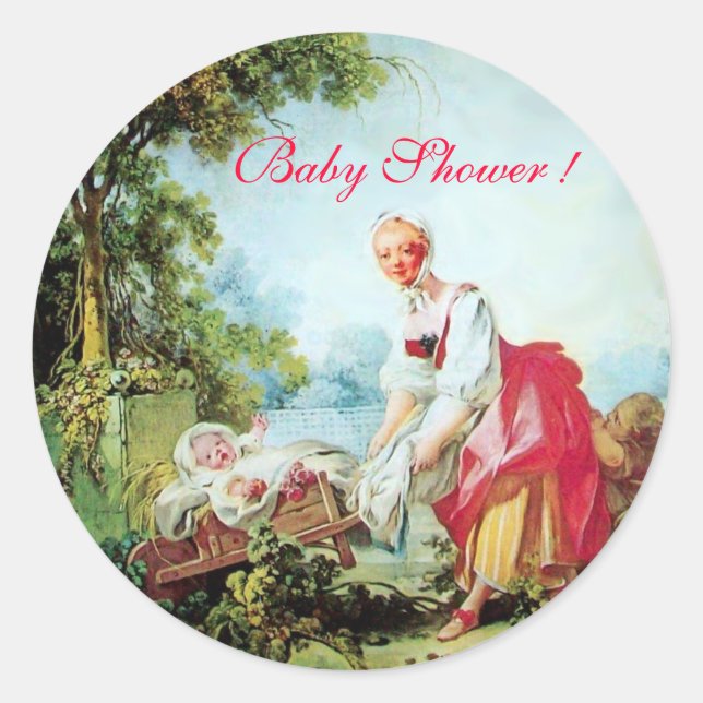 COLORFUL BABY SHOWER CLASSIC ROUND STICKER (Front)