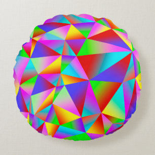 Colorful background from many multicolored triangl round pillow