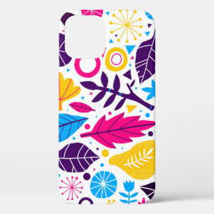 Colorful background with hand drawn floral element iPhone 12 case