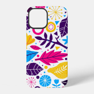 Colorful background with hand drawn floral element iPhone 12 case
