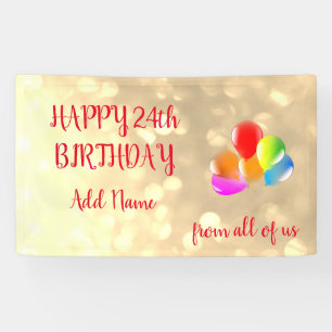 Colorful balloon design Happy 24th Birthday Banner