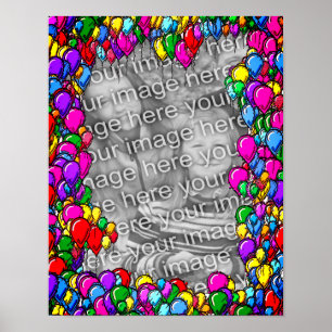 Colorful Balloons Frame Add Your Photo Poster