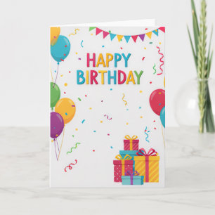 Colorful Balloons & Presents Kids Birthday Card