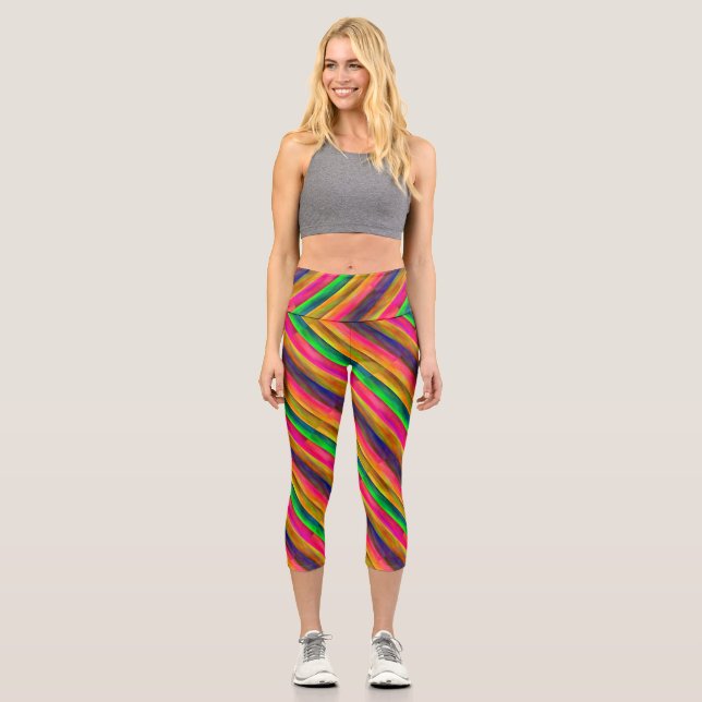 colorful bands capri leggings (Front)