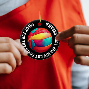  Colorful Basketball Black Slam Dunk Player Medal Ceramic Ornament