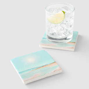 Colorful Beach Coastal Summer Stone Coaster