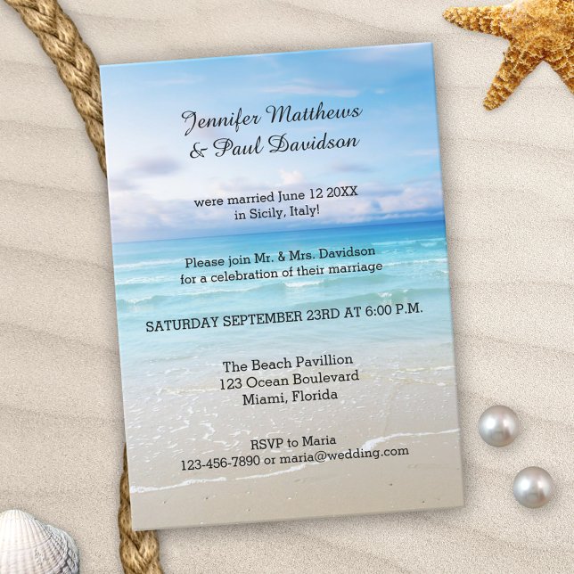 Colorful Beach Post Mariage Fête Invitation (Créateur téléchargé)