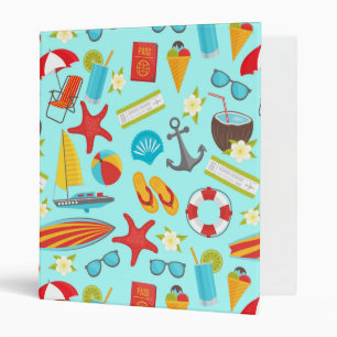 Colorful beach vacation pattern binder