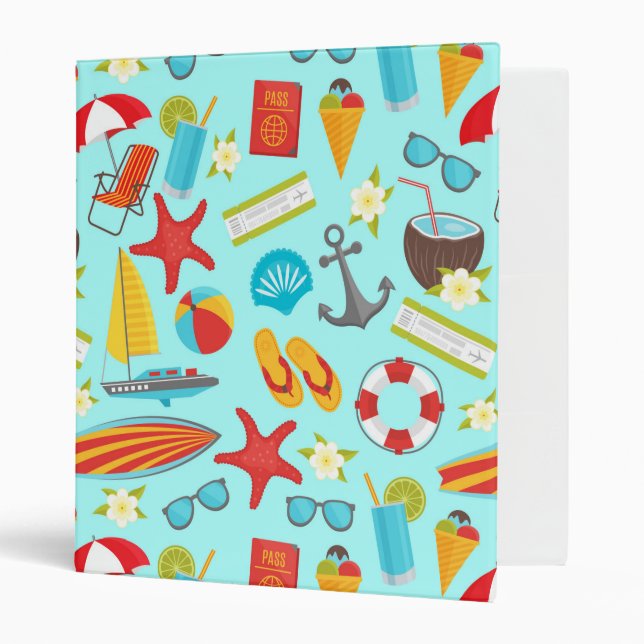 Colorful beach vacation pattern binder (Front/Inside)