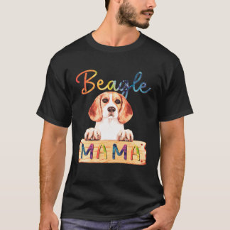 Colorful Beagle Mama  Dog Mom T-Shirt