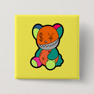 Colorful bear 2 inch square button
