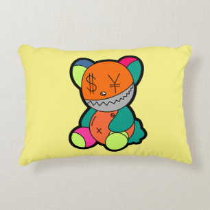 Colorful bear accent pillow