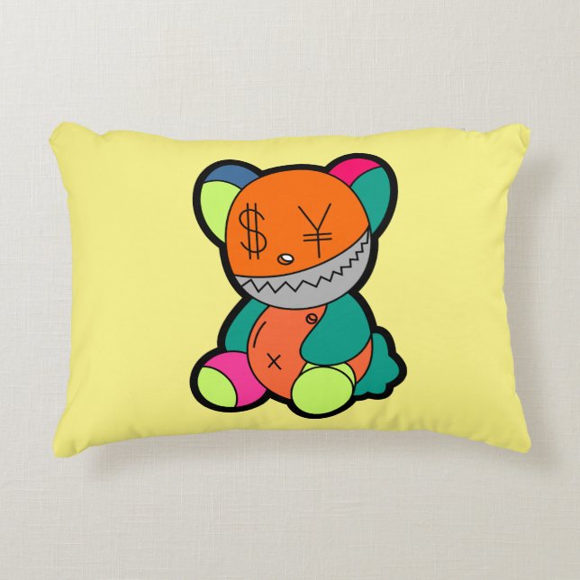 Colorful bear accent pillow (Front)