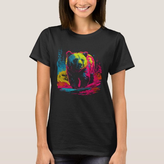 Colorful Bear Face Spirit Animal T-Shirt (Front)