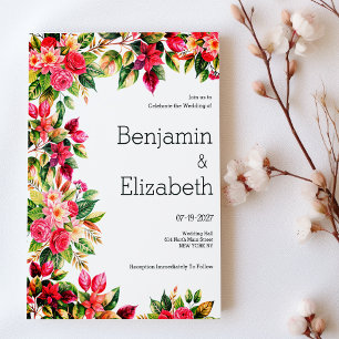 Colorful beautiful country floral botanic Wedding Invitation