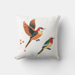 Colorful Bee-Eater Birds in Flight and Perched Throw Pillow