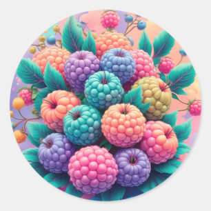 Colorful berries for Summer Classic Round Sticker
