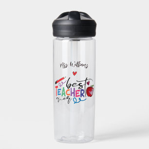 Colorful Best Teacher Ever Typography   Water Bottle
