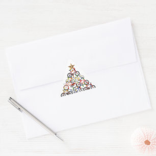 Colorful Bicycles Christmas Tree Ornament Gifts Triangle Sticker