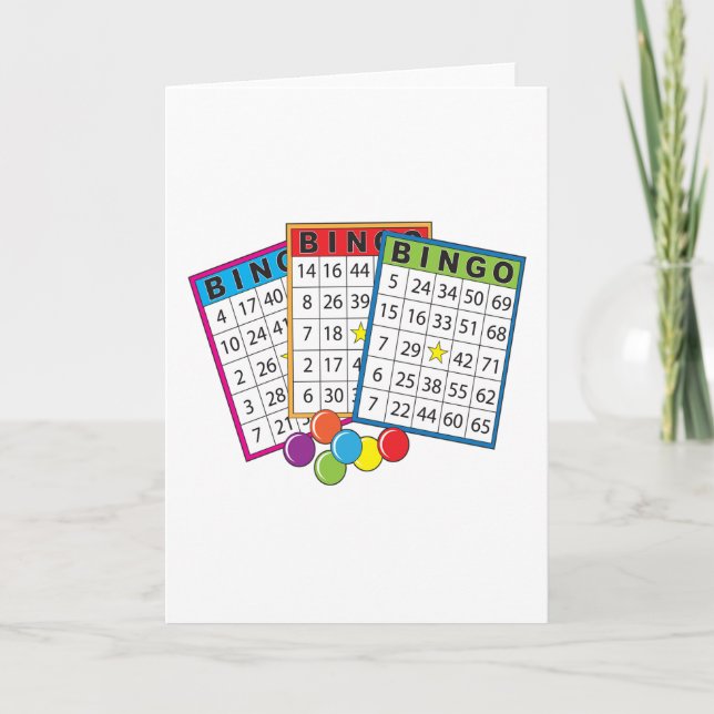 Colorful Bingo Game Cards with Chips (Front)