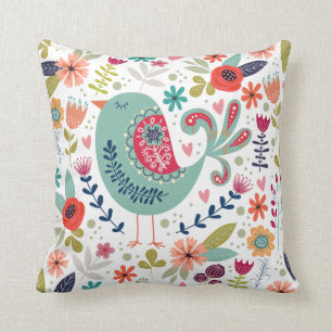 Colorful Bird Throw Pillow