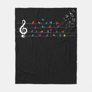 Colorful Birds Musical Notes Nature Music Fleece Blanket