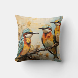 Colorful Birds Painting #2 Throw Pillow