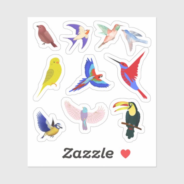 Colorful Birds Stickers (Sheet)