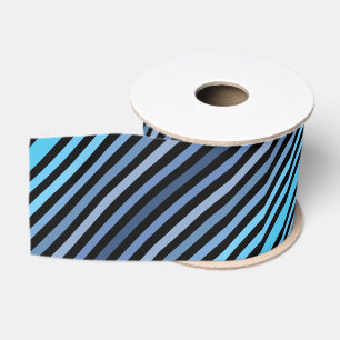 Colorful Black Blue Winter Spring Summer Stripes Grosgrain Ribbon