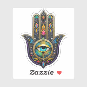 Colorful Black Gold Hamsa w/ Turquoise Third Eye