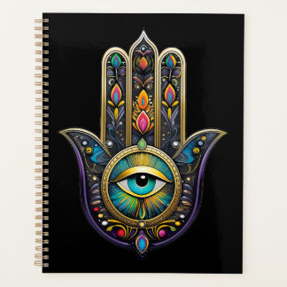 Colorful Black Gold Hamsa w/ Turquoise Third Eye Planner