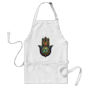 Colorful Black Gold Hamsa w/ Turquoise Third Eye Standard Apron