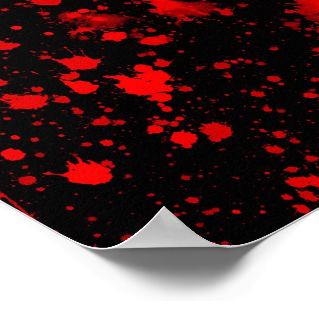 Colorful Black Red Paint Splatter Artistic Splash Poster (Corner)