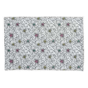 Colorful Black + White Daisies Pattern  Pillowcase