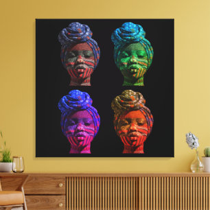 Colorful Black Women Stretched Canvas Print