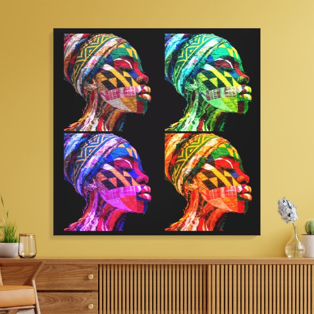 Colorful Black Women Stretched Canvas Print (Insitu(LivingRoom))