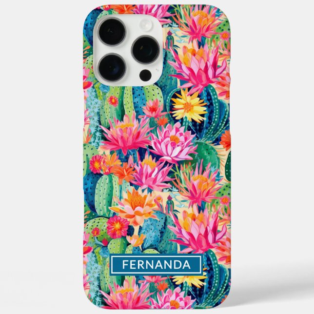Colorful Blooming Cacti Personalized Case-Mate iPhone Case (Back)