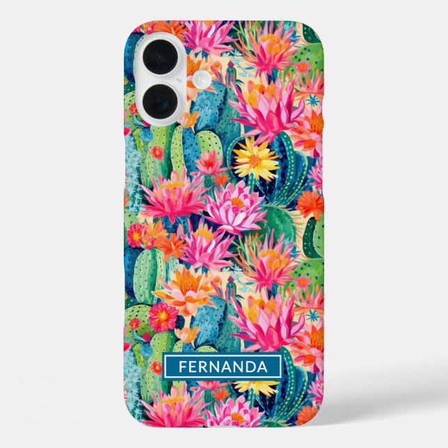Colorful Blooming Cacti Personalized Case-Mate iPhone Case (Back)