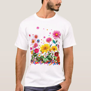 Colorful Blooming Flowers with Vibrant Petals T-Shirt