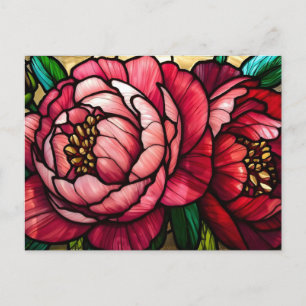 Colorful Blooming Peony Flowers Postcard