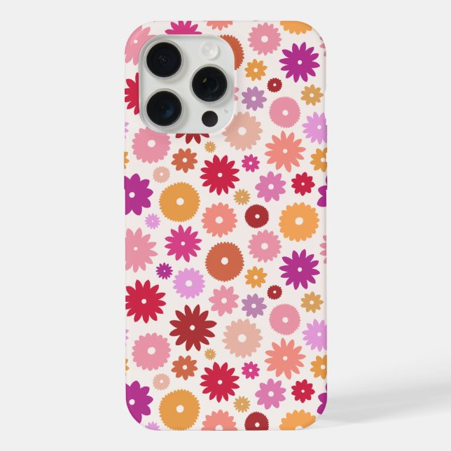 Colorful Blooms Repeat Pattern iPhone Case (Back)
