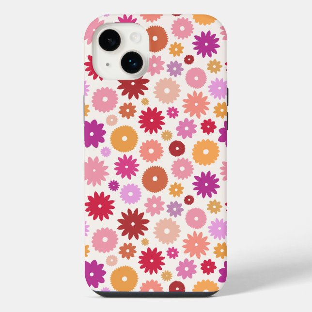 Colorful Blooms Repeat Pattern iPhone Case (Back)