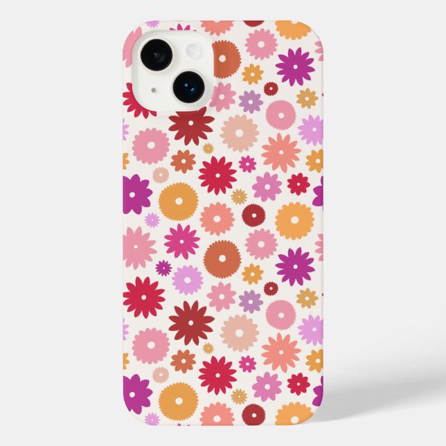 Colorful Blooms Repeat Pattern iPhone Case (Back)