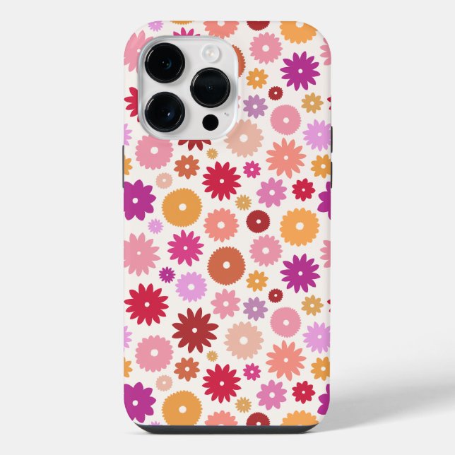 Colorful Blooms Repeat Pattern iPhone Case (Back)