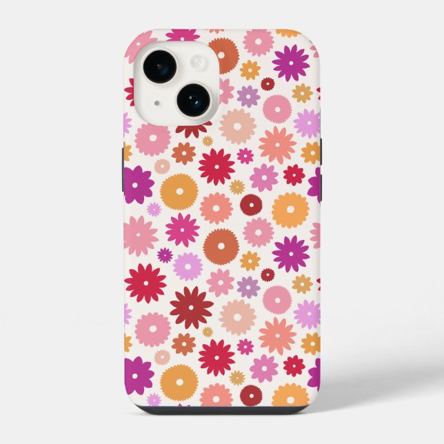 Colorful Blooms Repeat Pattern iPhone Case (Back)