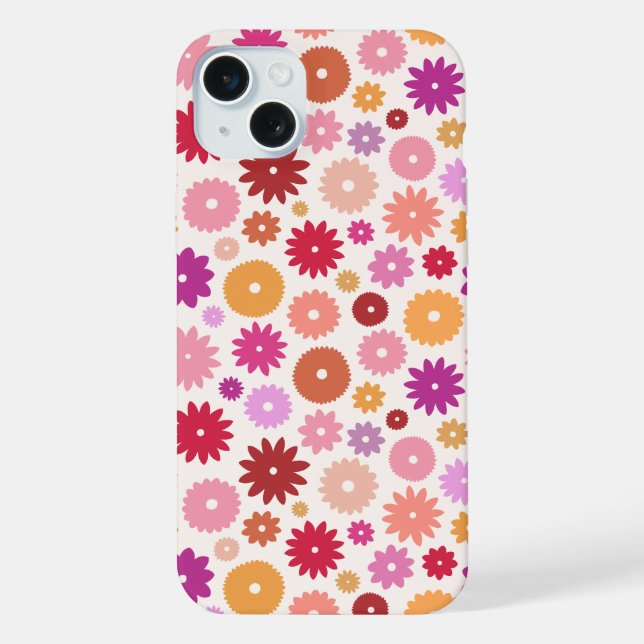 Colorful Blooms Repeat Pattern iPhone Case (Back)
