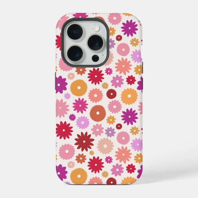 Colorful Blooms Repeat Pattern iPhone Case (Back)